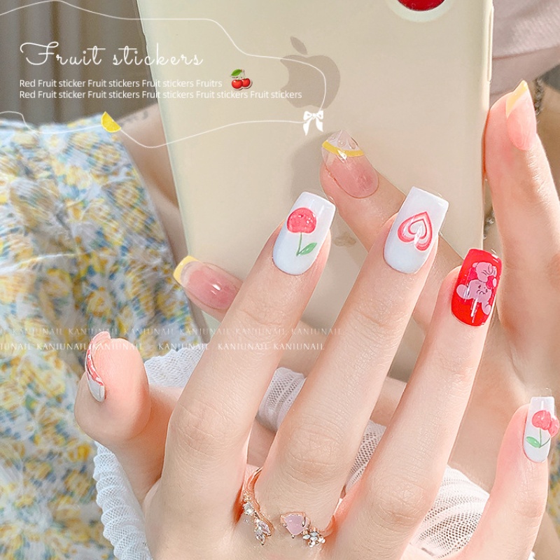 Miếng Dán Trang Trí Móng Tay Chống Thấm Nước Họa Tiết Trái Cây Xinh Xắn 2022