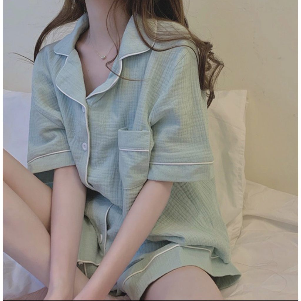 Bộ đồ ngủ mặc nhà cộc tay đũi xốp cao cấp mùa hè BNN04