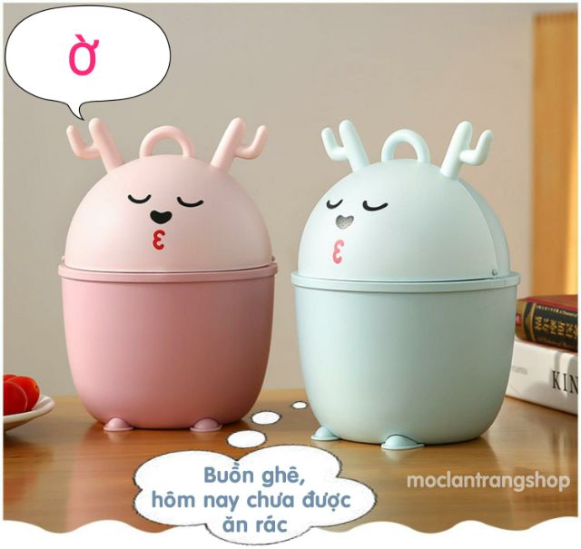 Thùng rác nhỏ cute để bàn trang điểm nắp lật tặng 30 túi đựng rác. Thùng rác mini để bàn làm việc, phòng ngủ nhà vệ sinh