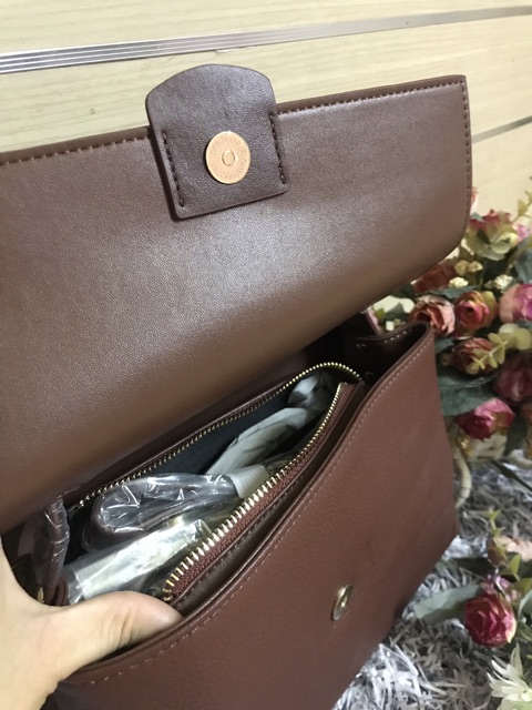 Túi da bò classic màu tây