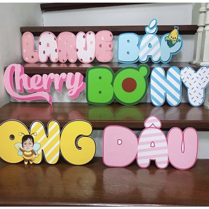 FREESHIP(20k/1 chữ cái VD tên TÔM b mua 3 chữ cái)TÊN Bé Để Bàn Trang Trí Sinh Nhật Thôi Nôi Cho Bé Trai, Bé Gái Tại Nhà