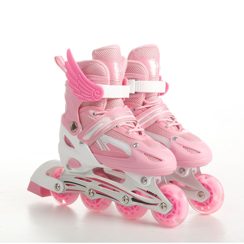 Giày trượt patin trẻ em đầy đủ đèn flash phù hợp với người mới bắt đầu nam và nữ kích thước có thể điều chỉnh tro