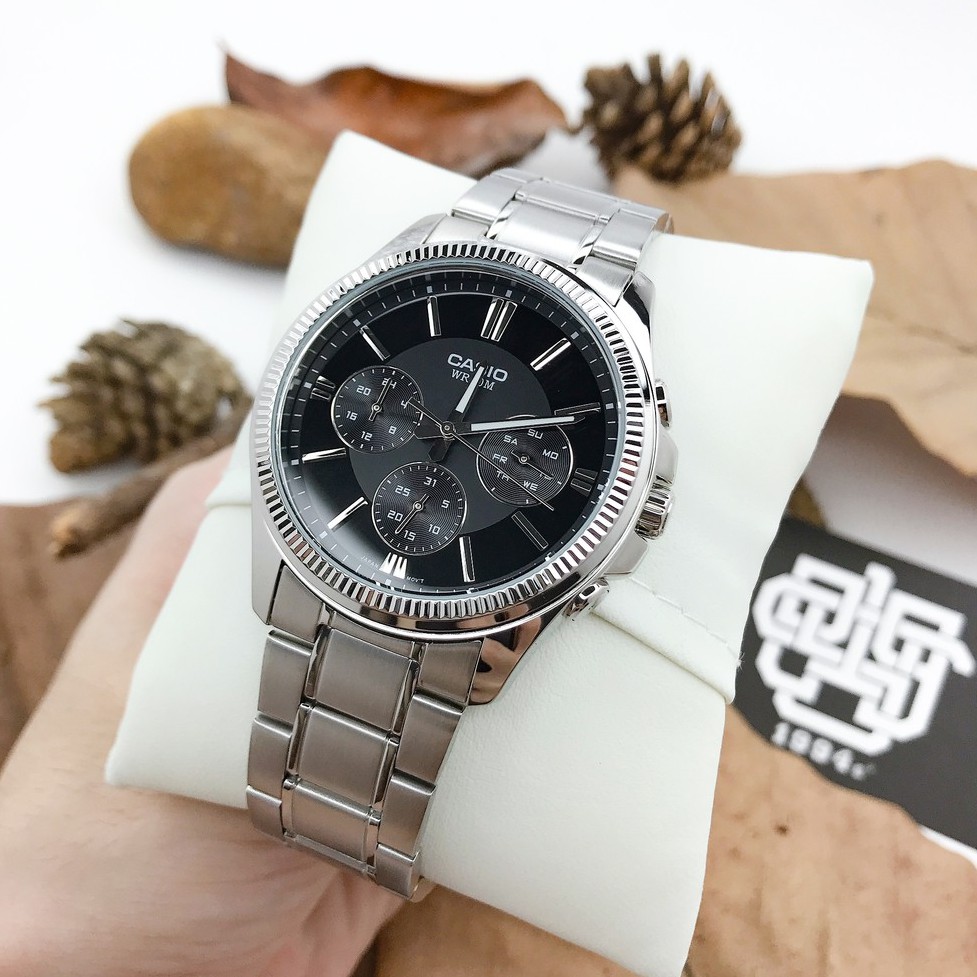 Đồng hồ nam Casio MTP-1375 / MTP-1375D-1A dây thép không gỉ, chống nước 50m, size 42mm, hàng chính hãng