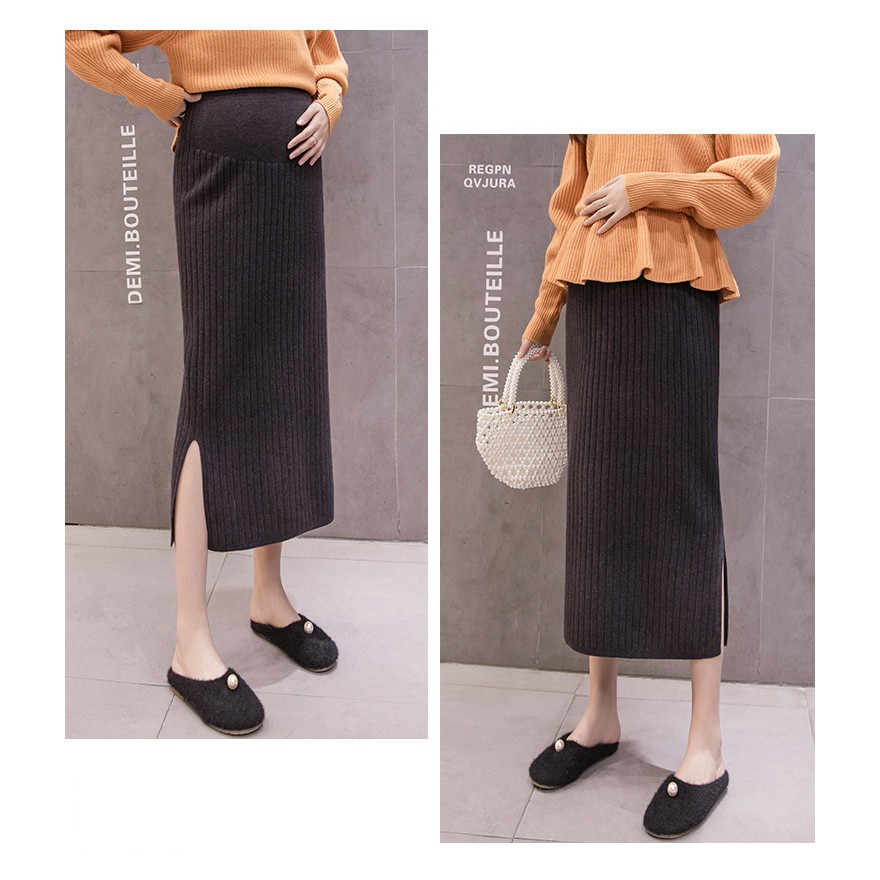 Chân Váy Len Bầu Xinh CVB47 Xẻ Ngang 2 Bên