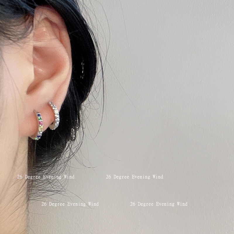 Khuyên Tai Đính Đá Nhiều Màu Sắc Phong Cách Hàn Quốc Cổ Điển Dễ Phối Đồ