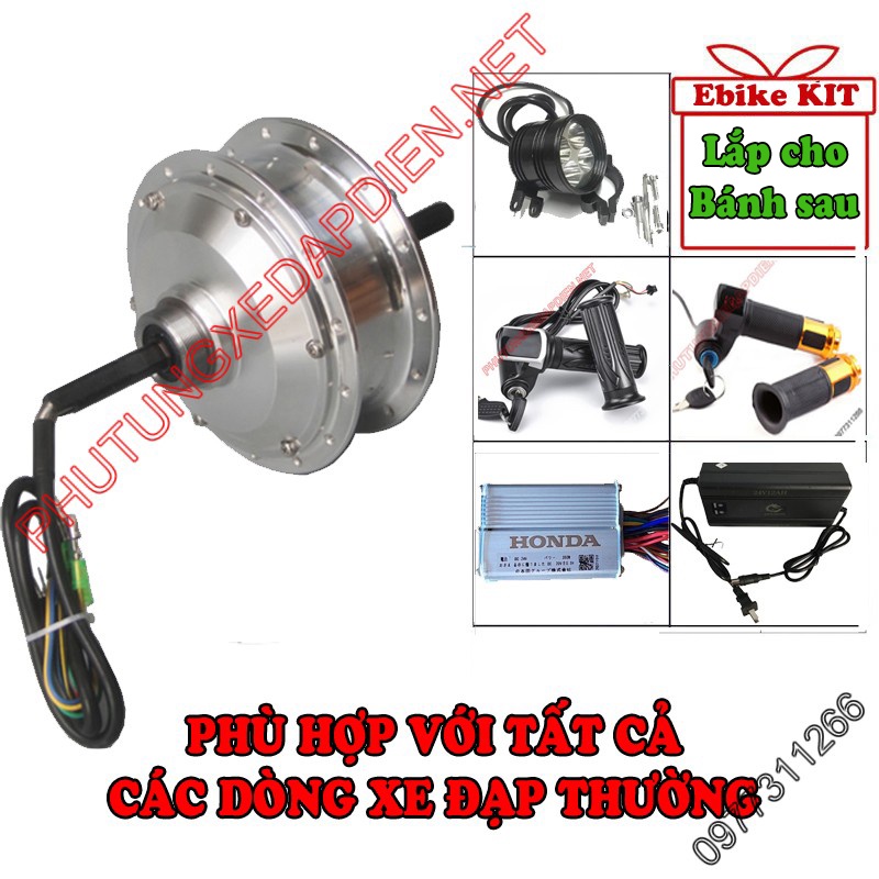 KIT chế xe đạp điện lắp bánh sau Líp Đơn - Không Bao Gồm Acquy