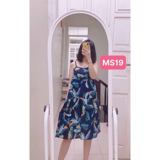 Váy Bầu 2 dây lanh lụa không nhăn ( hàng đẹp) MS