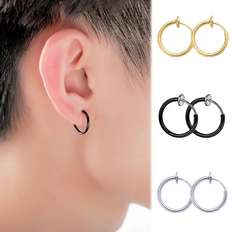 1Pair Classic Hip-Hop Style Hoop Earrings Circle Hoop Earrings for Women Jewelry Steampunk Ear Clip Gift