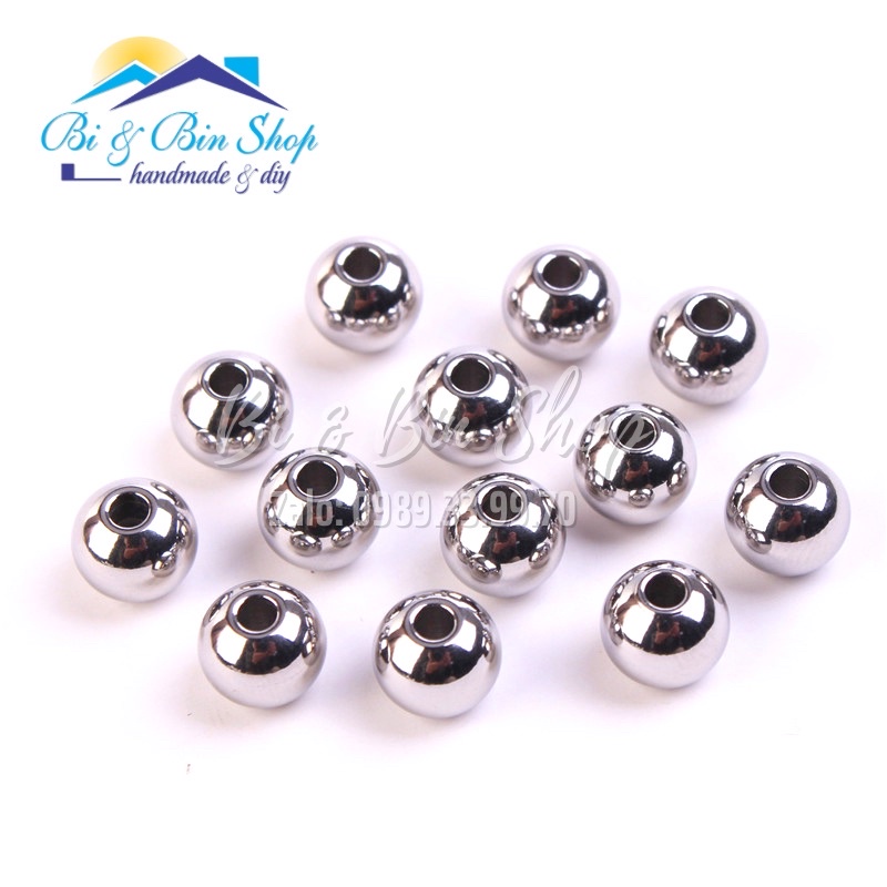 20 Viên Charm Tròn Trơn Bằng Inox Làm Trang Sức Thủ Công, Phụ Kiện Handmade