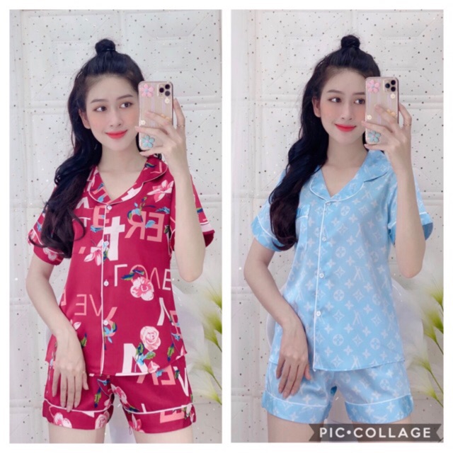 Bộ lụa satin quần đùi cao cấp