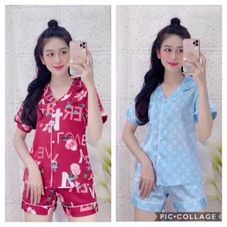 Bộ lụa satin quần đùi cao cấp
