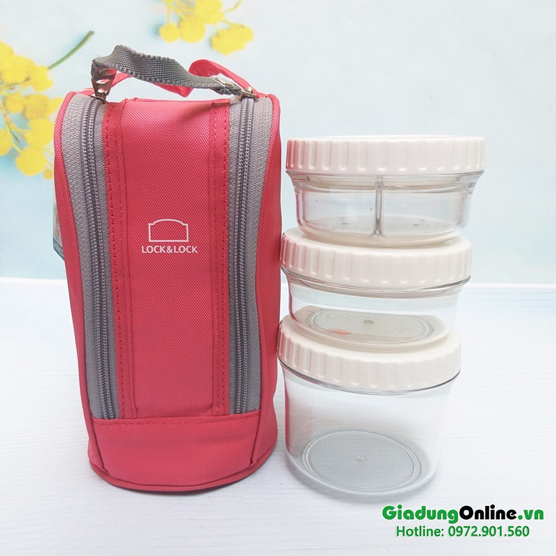 Bộ hộp cơm Lock&Lock Bisfree Stackable LBF731P Hồng