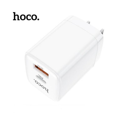 Củ sạc nhanh PD 20W Hoco DC17 2 cổng kép ( Type-C + USB ) sạc nhanh 3A, Quick Charger 3.0, chân cắm gấp gọn ( US )