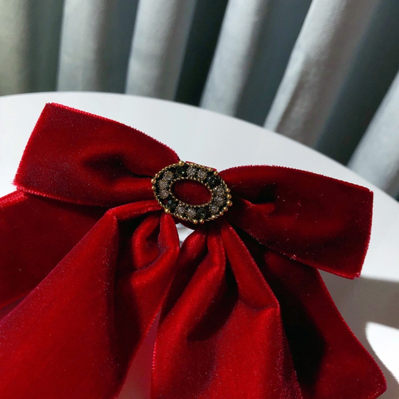 Cài Áo Nhung Đính Đá Hai Lớp Thắt Nơ Phong Cách Lolita Sang Trọng Cho Nữ