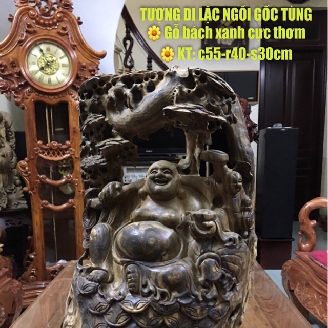 Sale sale 💥💥💥🌟🌟 giá chỉ còn 3.799.000 Tượng di lặc toạ gốc tùng gỗ Bách xanh