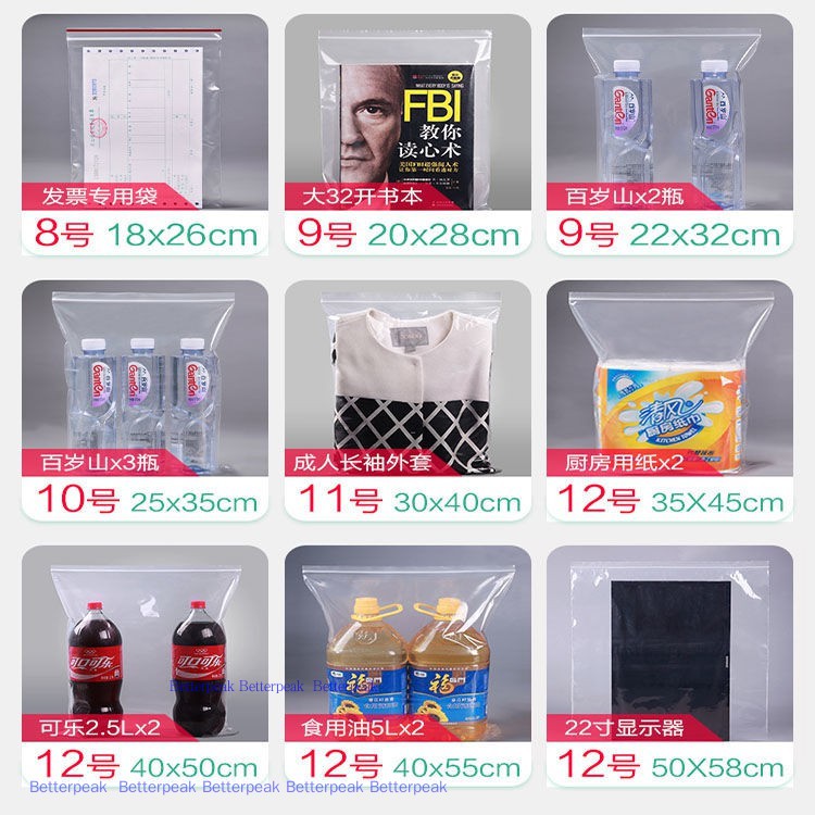 Ziplock Transparent Plastics Package Resealable Storage Bag