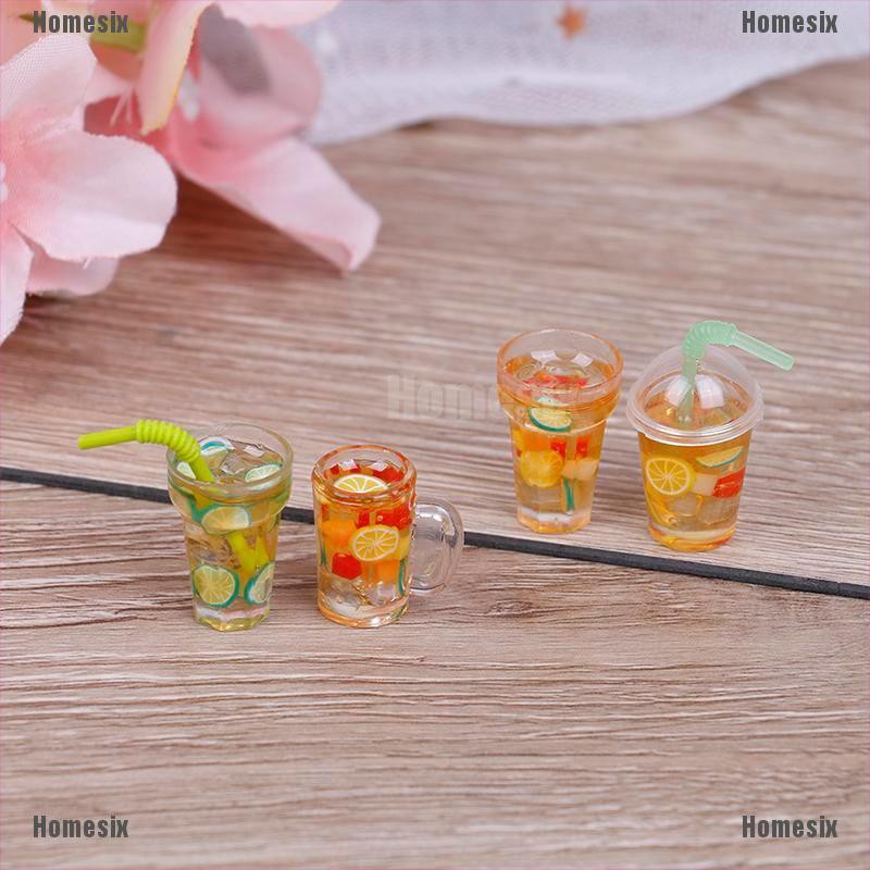 [HoMSI] 1Pcs 1:12 Dollhouse mini resin fruit tea cup simulation drinks model toy SUU