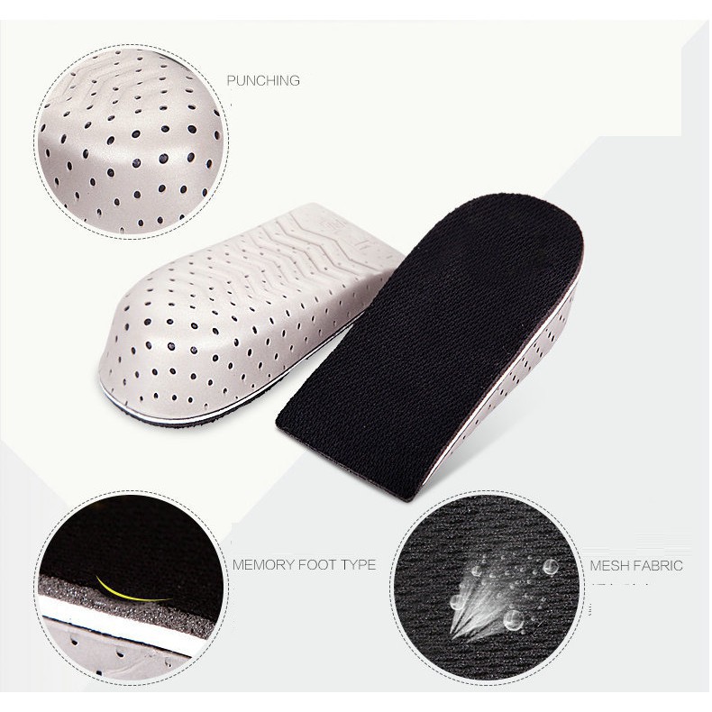 (Loại Nửa Bàn) 2 Miếng Lót Gót Độn Đế Giày Tăng Chiều Cao 4D EVA 3Cm