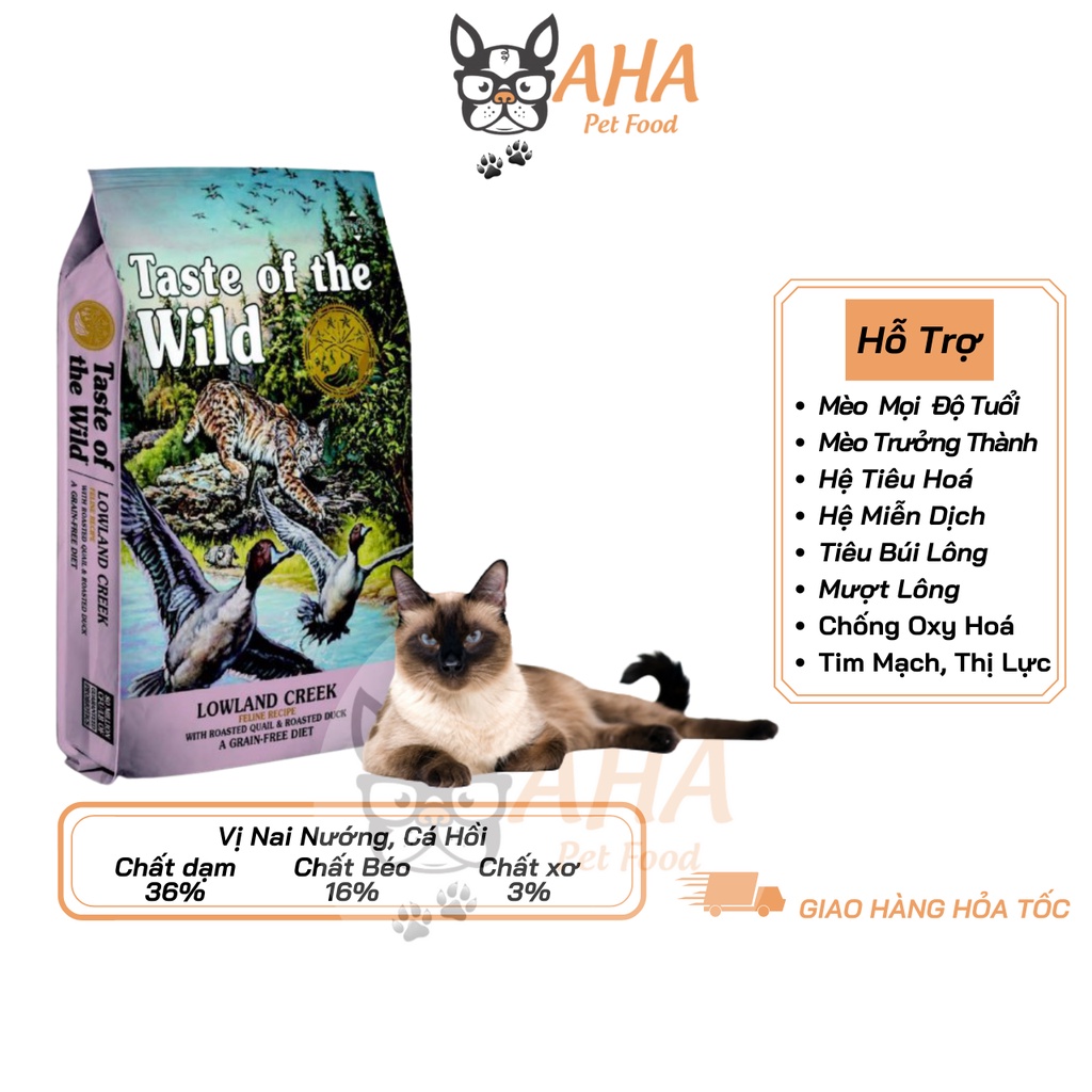 {Mới} Thức Ăn Cho Mèo Xiêm Bao 500g Taste Of Wild Vị Chim Cút, Thịt Vịt, Rau Củ, Trái Cây Mượt Lông, Búi Lông