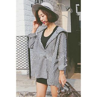 Áo khoác nữ sọc carô oversize