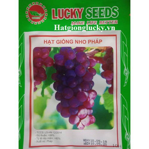 Hạt Giống Nho Pháp - Nho Leo Giàn LUCKY SEEDS. Mỗi Túi 10 Hạt.