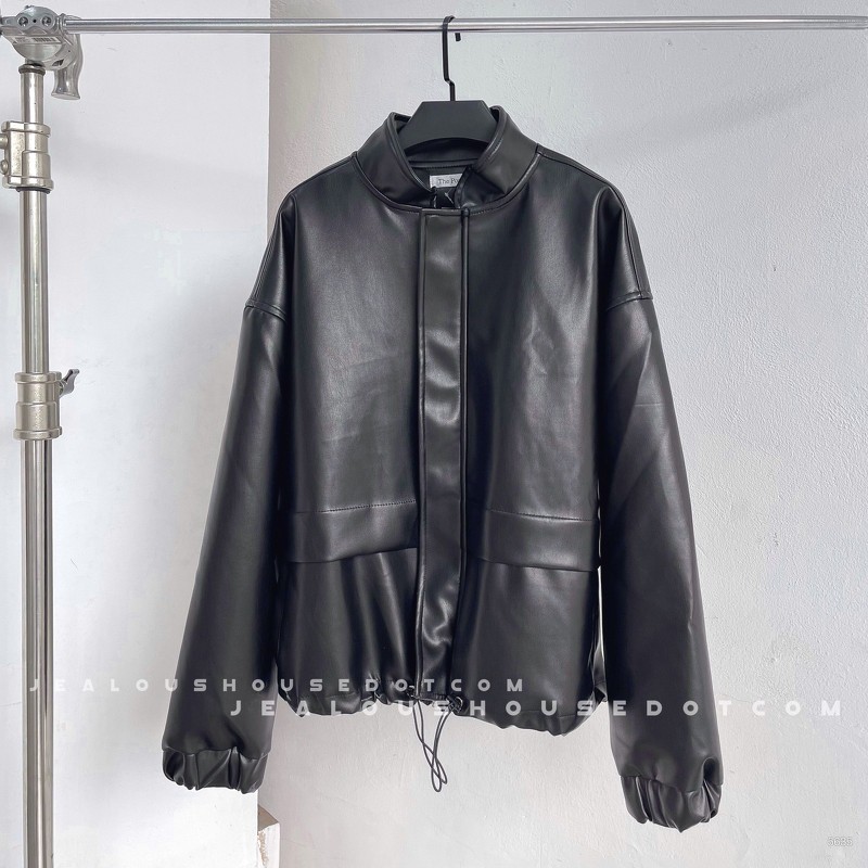 Áo khoác da, áo khoác cổ đức tay bo có dây rút gấu Pool 5635 | BigBuy360 - bigbuy360.vn