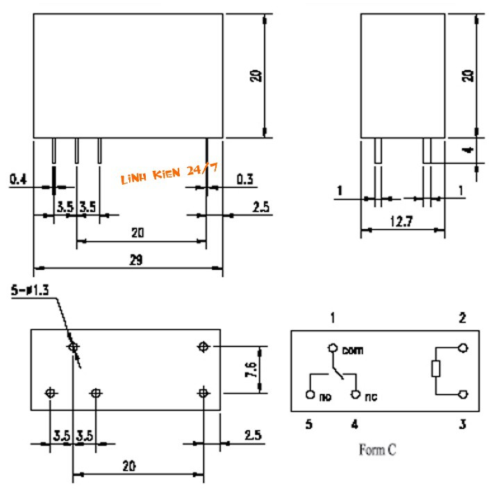 Relay Songle 8 Chân SMI-12VDC-SL2C 12V 5A