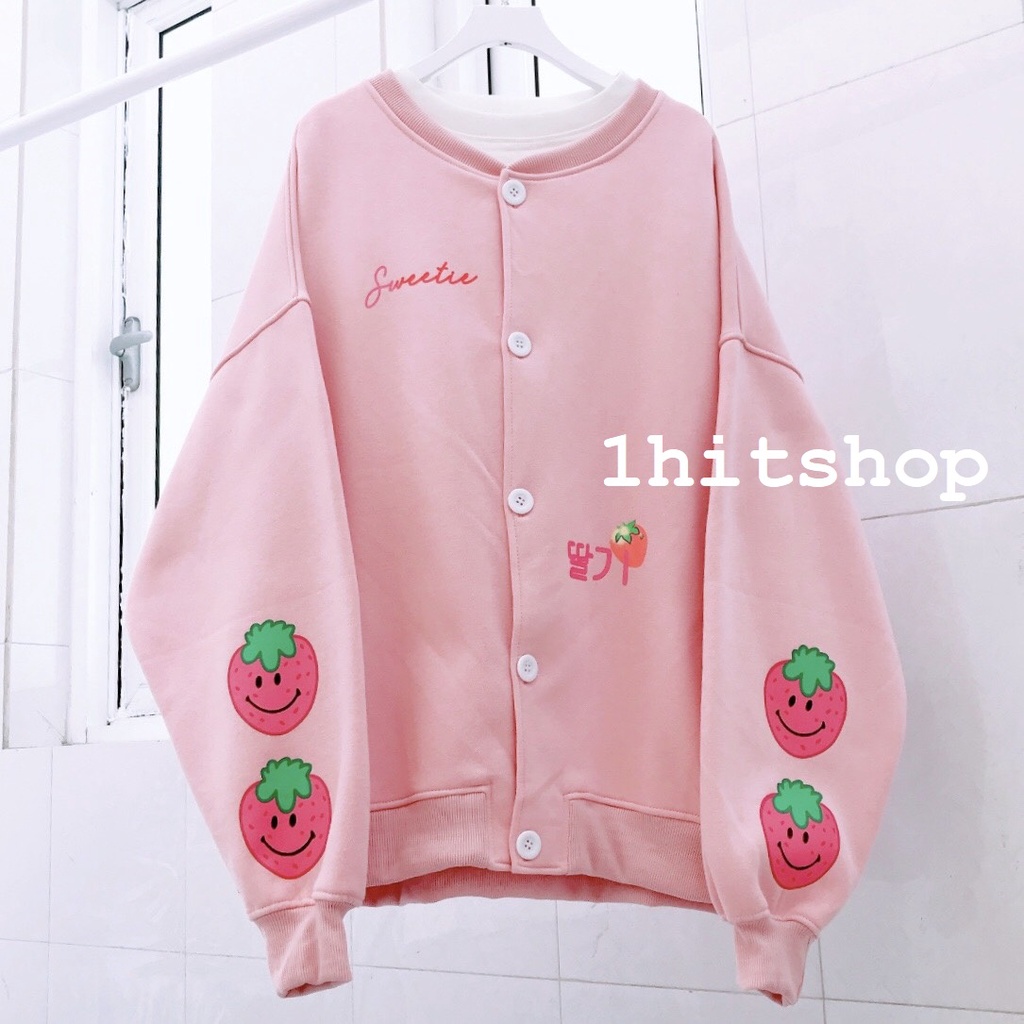 Áo Cardigan TRÁI DÂU CUTE Ulzzang Unisex 1hitshop