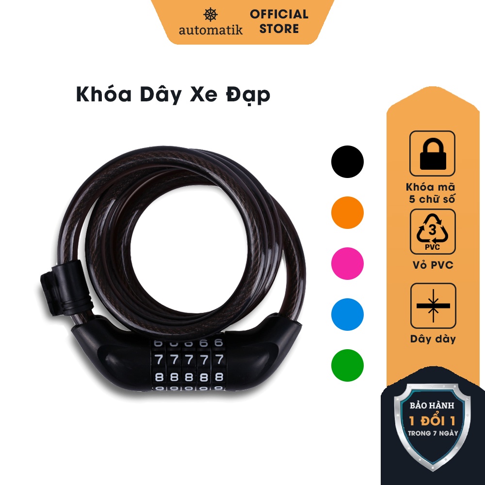 Khóa Xe Đạp, Khóa Dây 5 Số Xe Máy Chống Trộm Thông Minh - Automatik