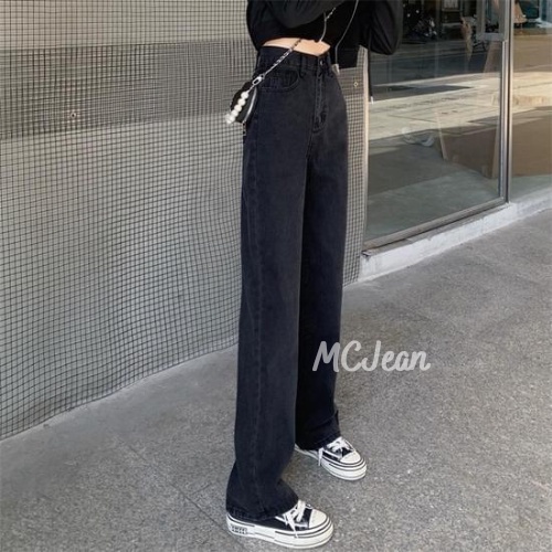 Quần jean nữ đen cạp cao phong cách Hàn Quốc MCJean