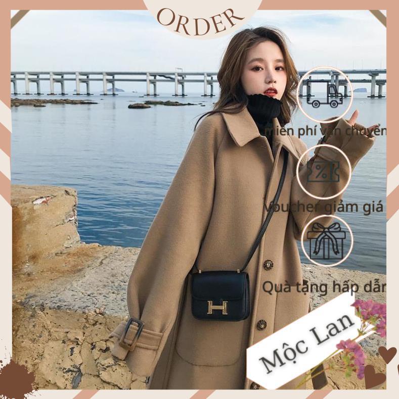 (MộcLan ORDER) Áo dạ nữ dáng dài 2 lớp dày dặn kèm đai phong cách thời trang Hần Quốc (kèm video tự quay)
