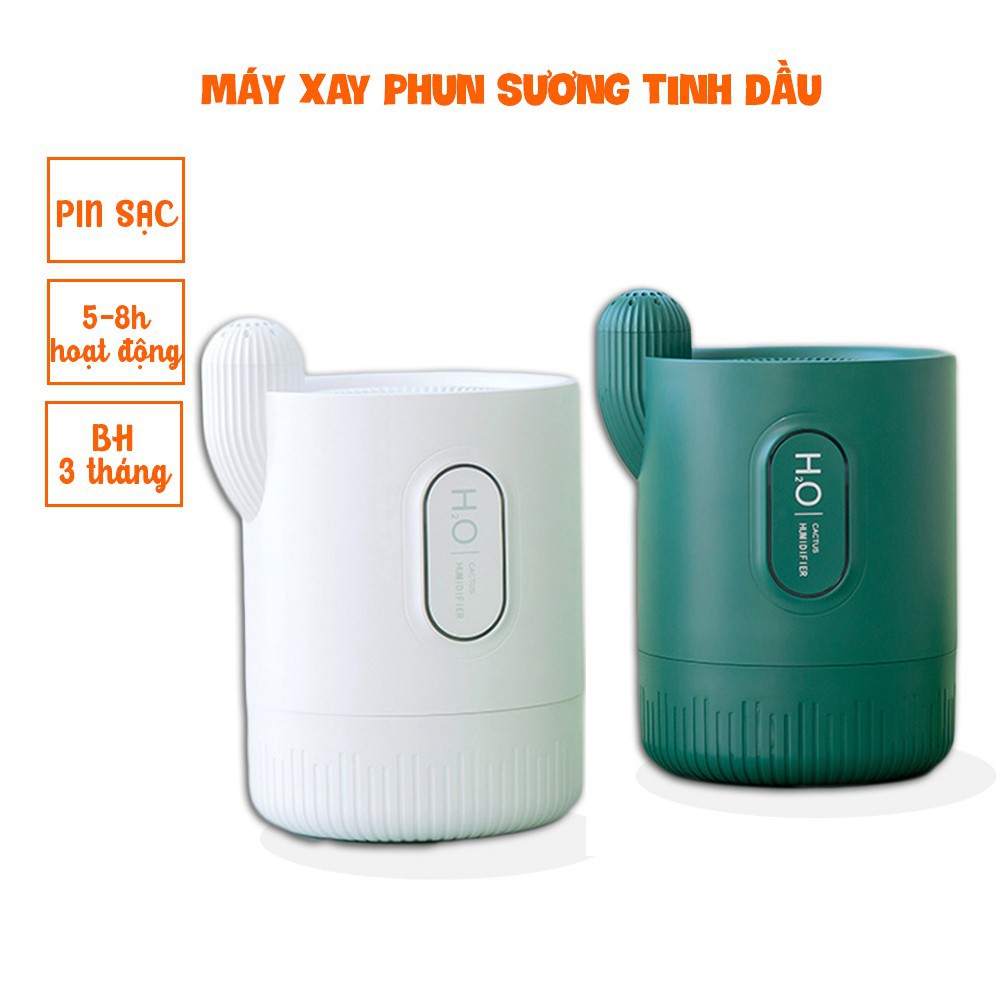 Máy xông tinh dầu khuếch tán hương thơm PIN SẠC – Máy phun sương tạo ẩm - Bảo hành 3 tháng - Kaizo Mart