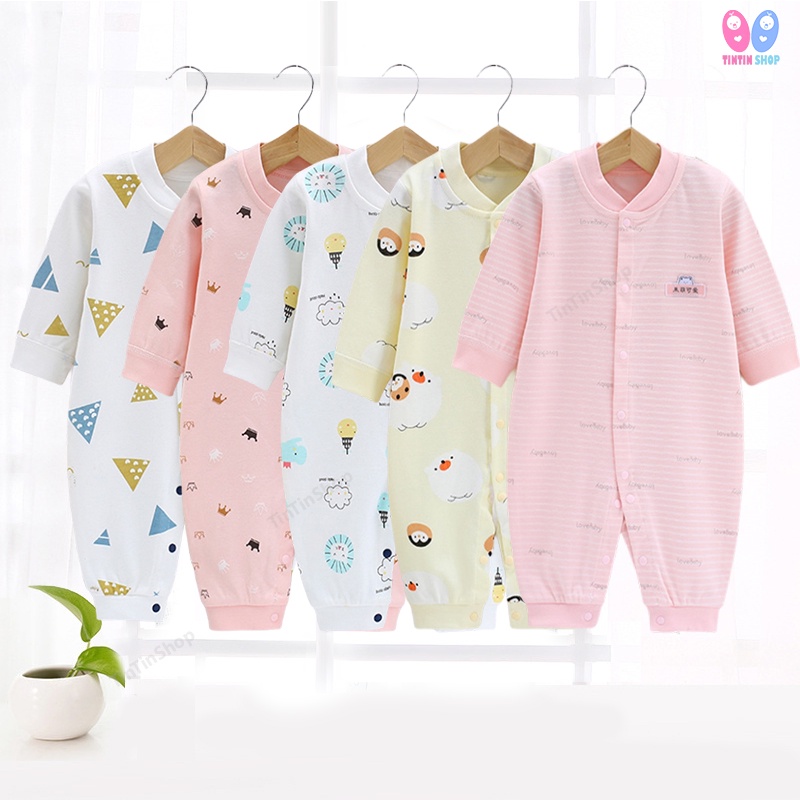 Body dài tay liền thân bodysuit dài tay cotton cho bé trai bé gái sơ sinh từ 3-12kg hàng đẹp xuất Hàn SLT04