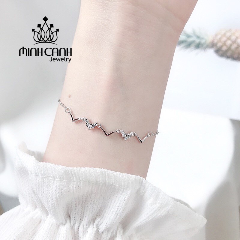 Lắc Tay Bạc Nhip Tim Đính Đá - Minh Canh Jewelry