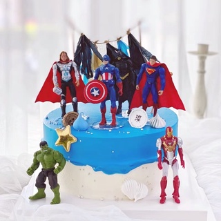 Bộ 6 siêu anh hùng trang trí bánh phụ kiện sinh nhật