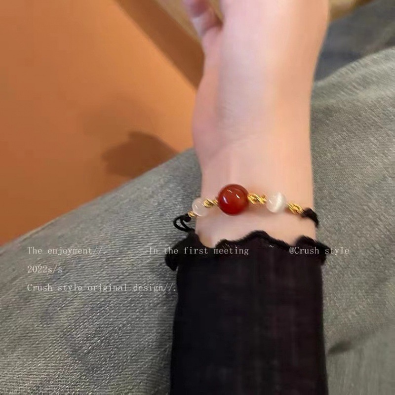 Vòng Tay Dây Thừng Đính Đá Ngọc Bích Nhân Tạo Thời Trang Cho Nữ
