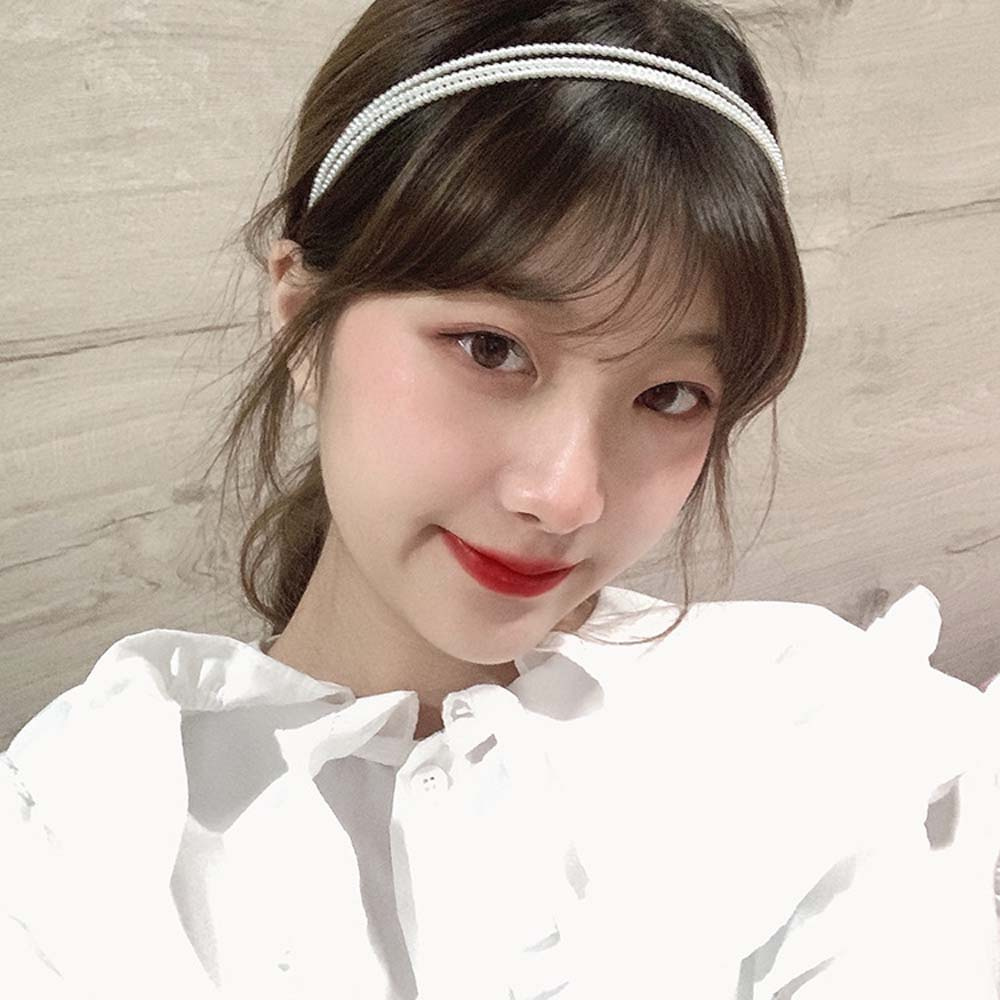 Băng Đô Ba Lớp Co Giãn Đính Hạt Ngọc Trai Thời Trang Hàn Quốc Cho Nữ