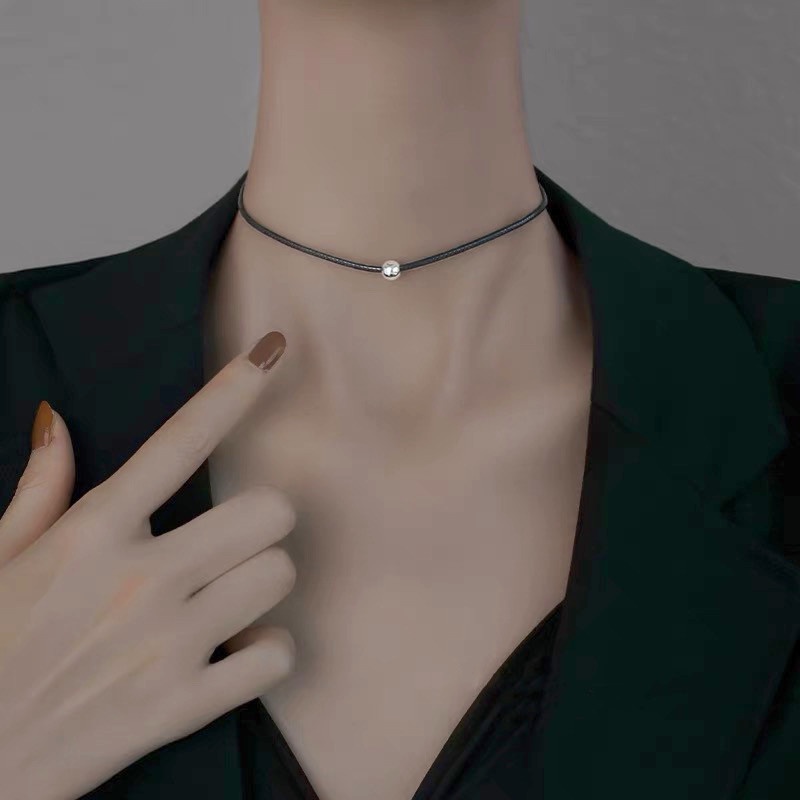 Vòng Cổ Choker Đính Hạt Màu Đen Đơn Giản Thời Trang