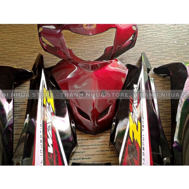 Dàn áo Wave A100/S100/RS Đỏ Candy Đen kèm tem