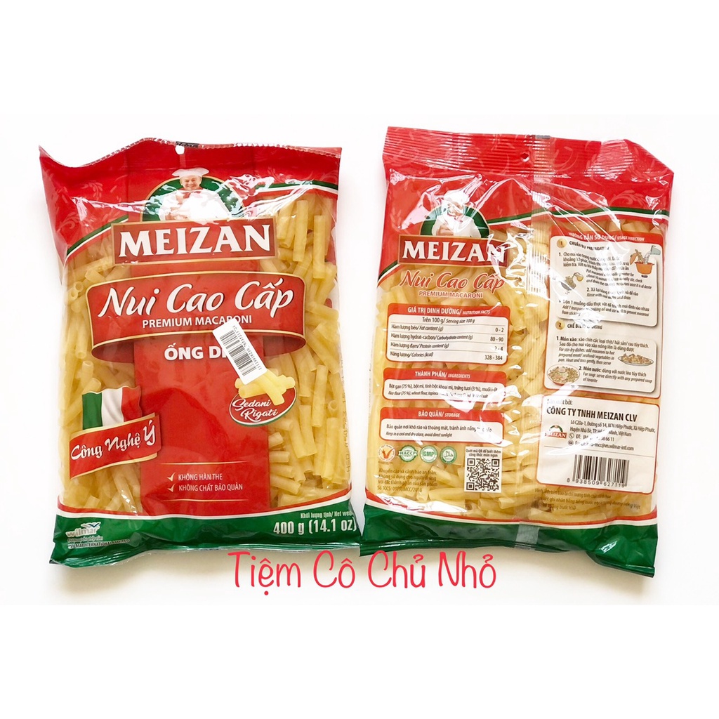 Nui cao cấp Meizan gói 400g -ống dài