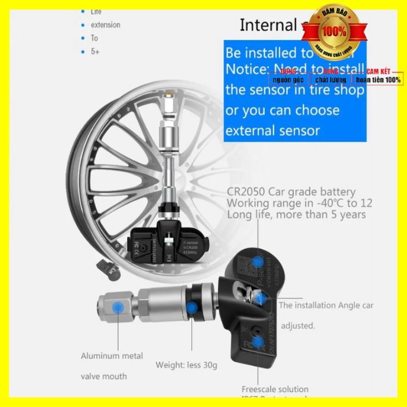 Cảm Biến Áp Suất Lốp Trong Ô Tô TPMS Dành Cho Màn Hình DVD Android - XMSMART