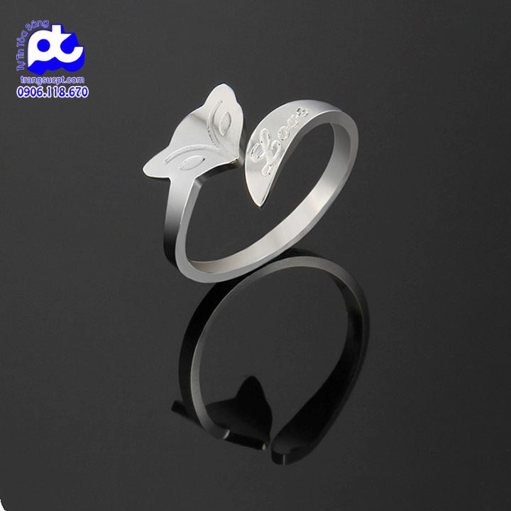 Nhẫn titan nữ freesize cáo love cách điệu cao cấp thép không gỉ titanium
