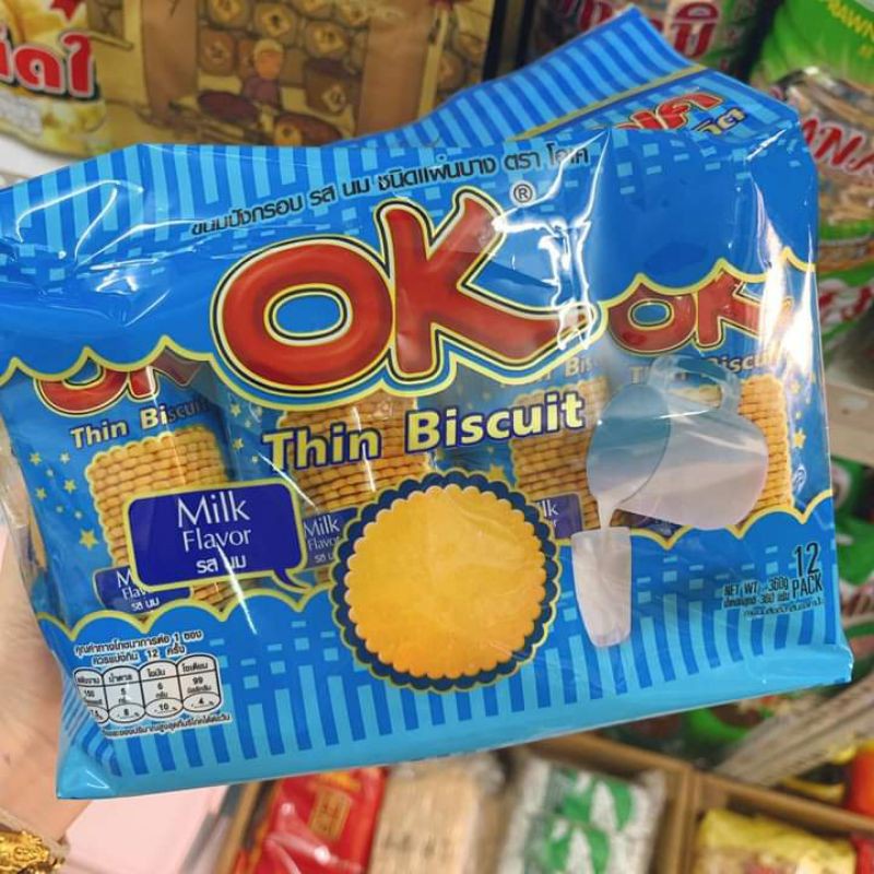 Bánh quy Thái Lan OK 360gr, hình đồng tiền 1 bịch 12 gói nhỏ, bánh có 3 vị | BigBuy360 - bigbuy360.vn