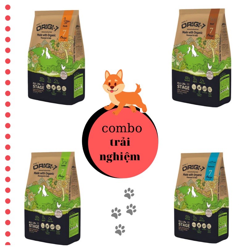 Combo 4 gói Hạt mềm hữu cơ Origi 7 cho chó (mix 4 loại) - 4 gói x400gr