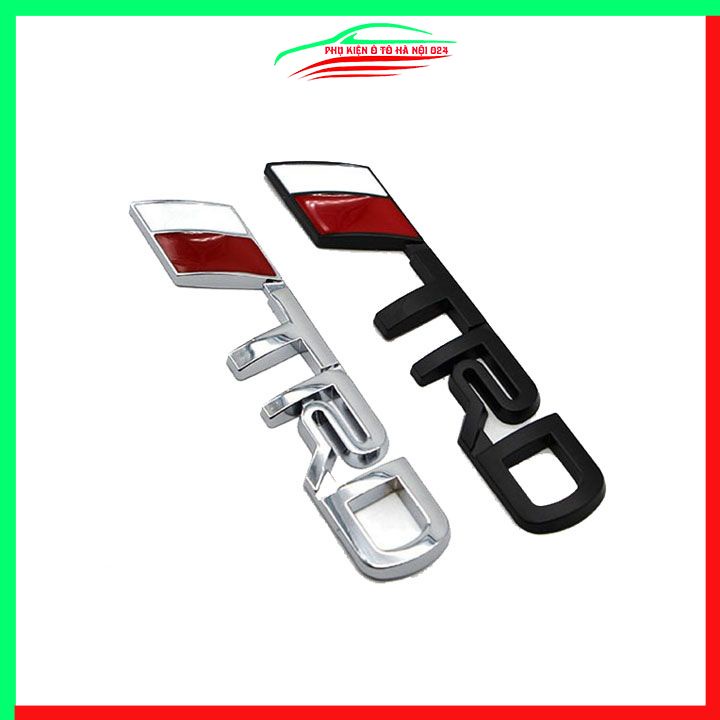 Logo tem dán chữ nổi TRD dùng dán đuôi cho xe ô tô hai màu đen mạ crom