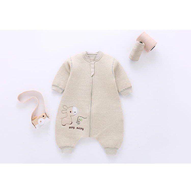 Túi ngủ mùa đông cho bé 100% COTTON HỮU CƠ TỰ NHIÊN không chất tẩy nhuộm với lớp bông trần cực kỳ ấm và mềm mại