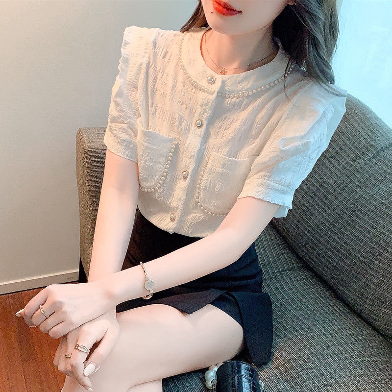 Áo Sơ Mi Chiffon Tay Ngắn Phong Cách Thời Trang Pháp Dành Cho Nữ