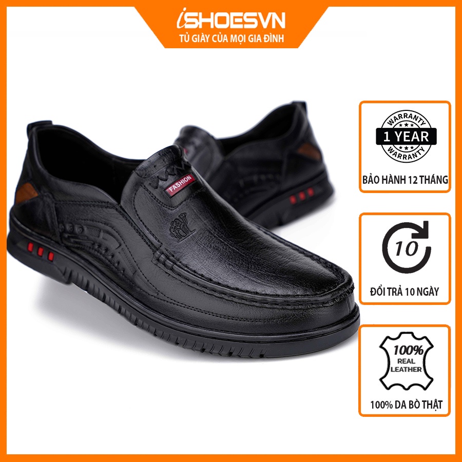 Giày lười nam da bò thật IS650 da mềm, đi siêu êm, kết hợp với nhiều trang phục