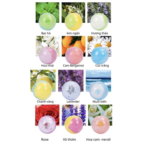 set 12 Viên sủi tắm bồn tạo màu bath bomb