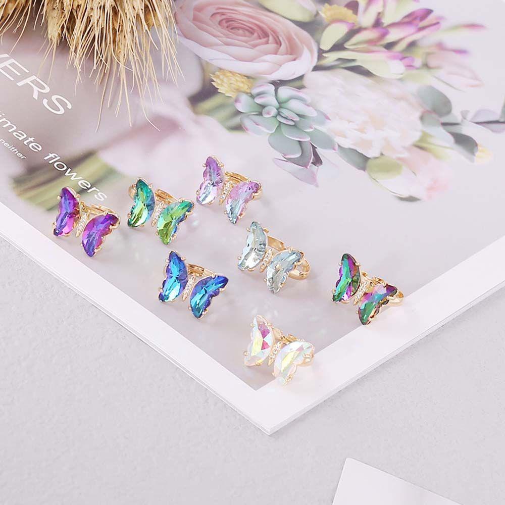 Nhẫn Hình Bướm Lấp Lánh Màu Gradient Thời Trang Hàn Quốc Cho Nữ